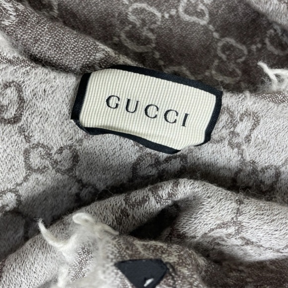 Gucci Accessories - gray Gucci scarf wool silk scarf | gray & white gg jacquard wool silk scarf